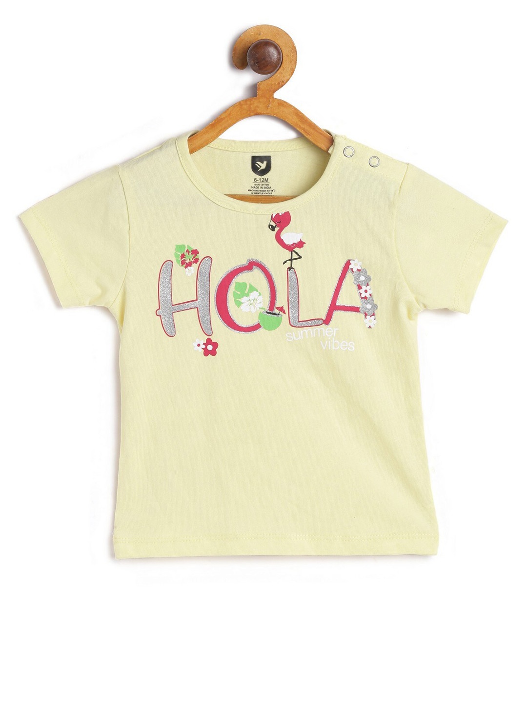 

612League Yellow Cotton Blend Printed Top