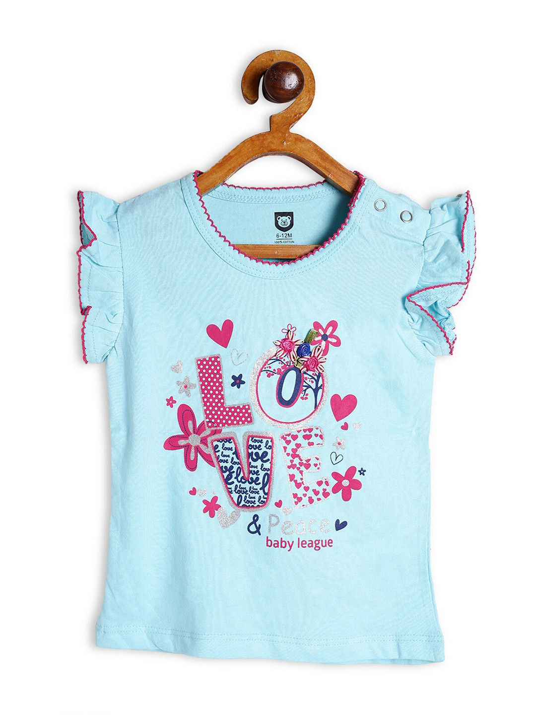 

612League Girl Blue Floral Print Top