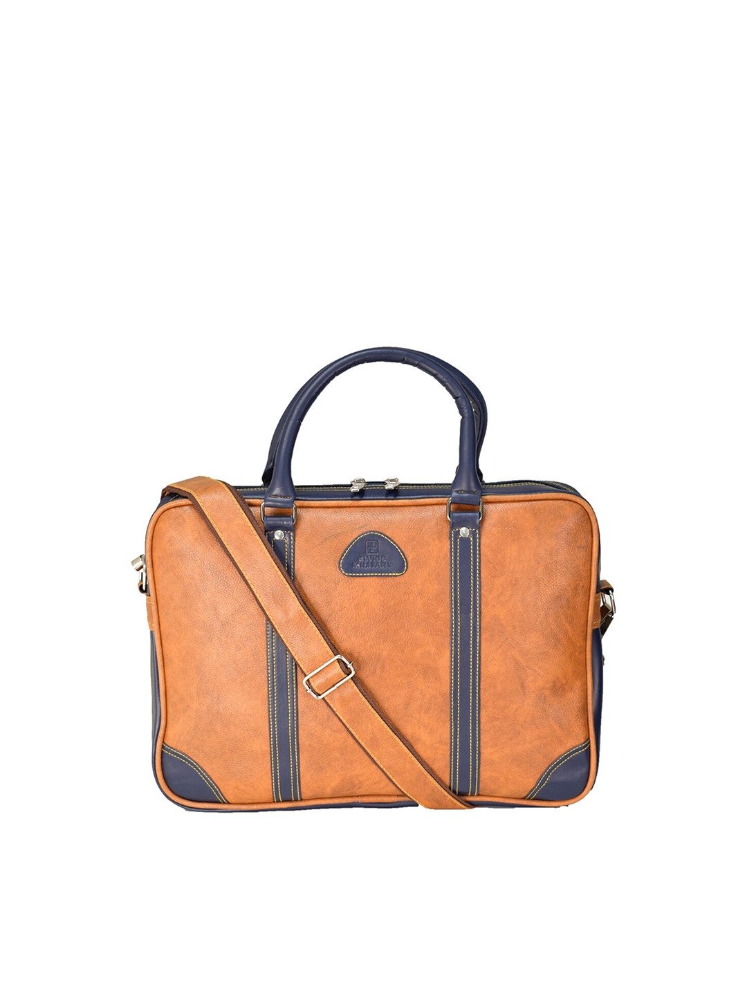 

SWISS MILITARY Unisex Brown & Blue PU Laptop Bag