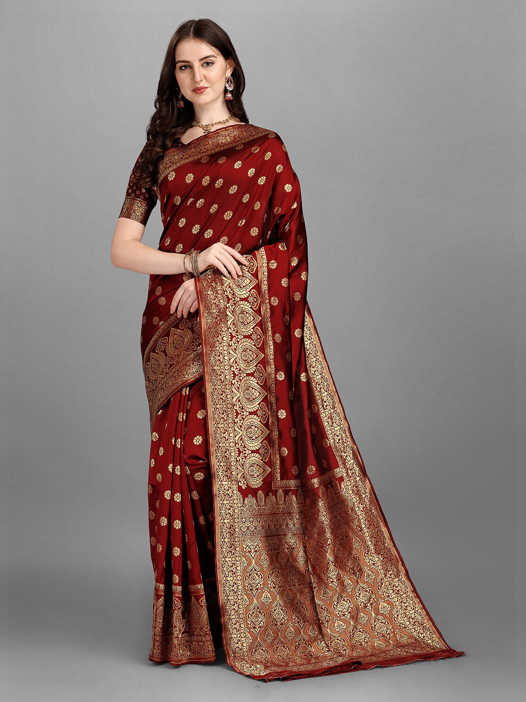 

Fashion Basket Woman Maroon saree, Red