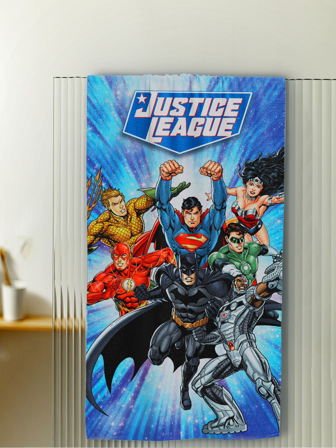 

YK Kids Blue Justice League Printed 380 GSM Pure Cotton Bath Towel