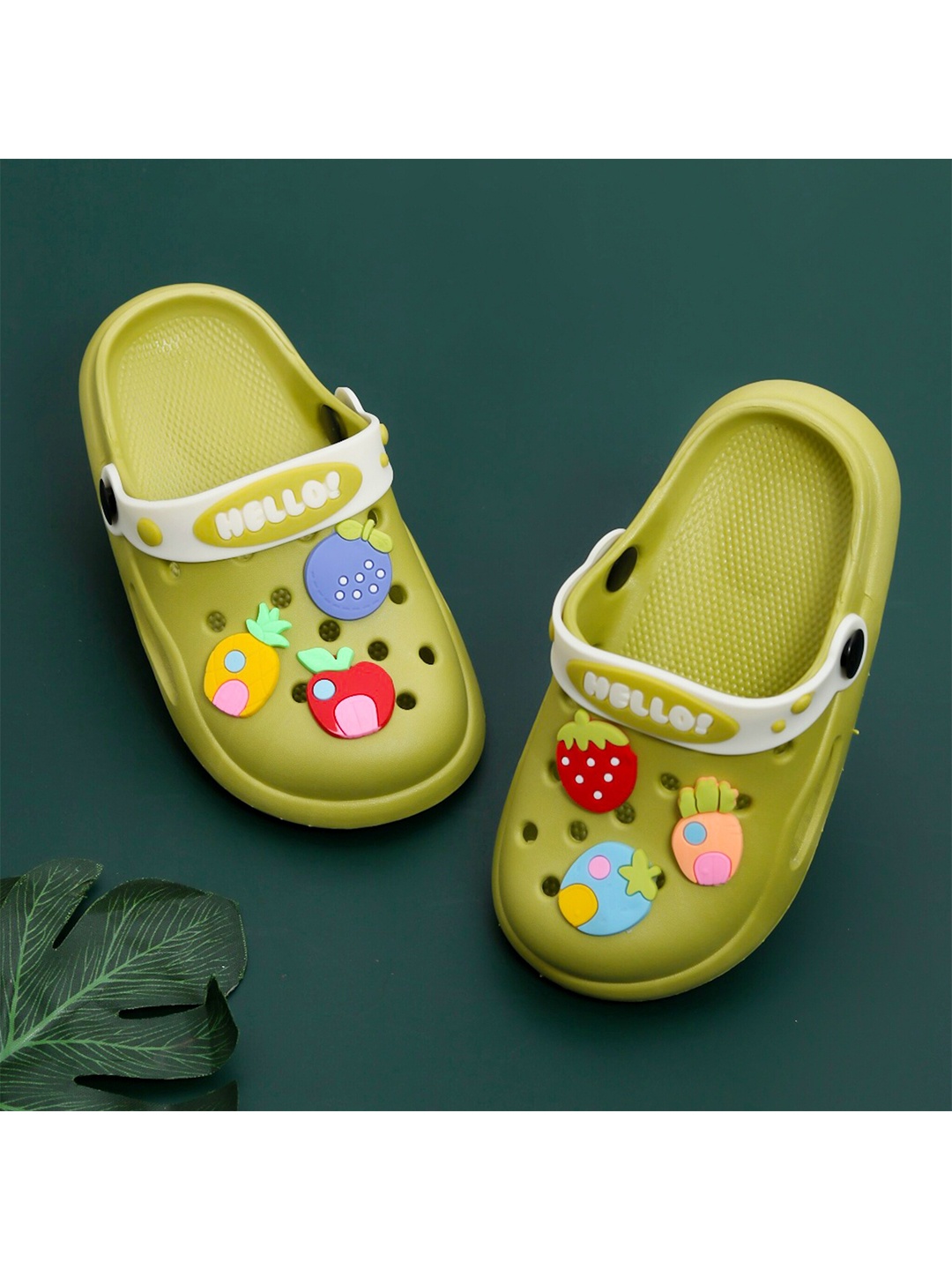 

Yellow Bee Girls Green & Blue Clogs Sandals