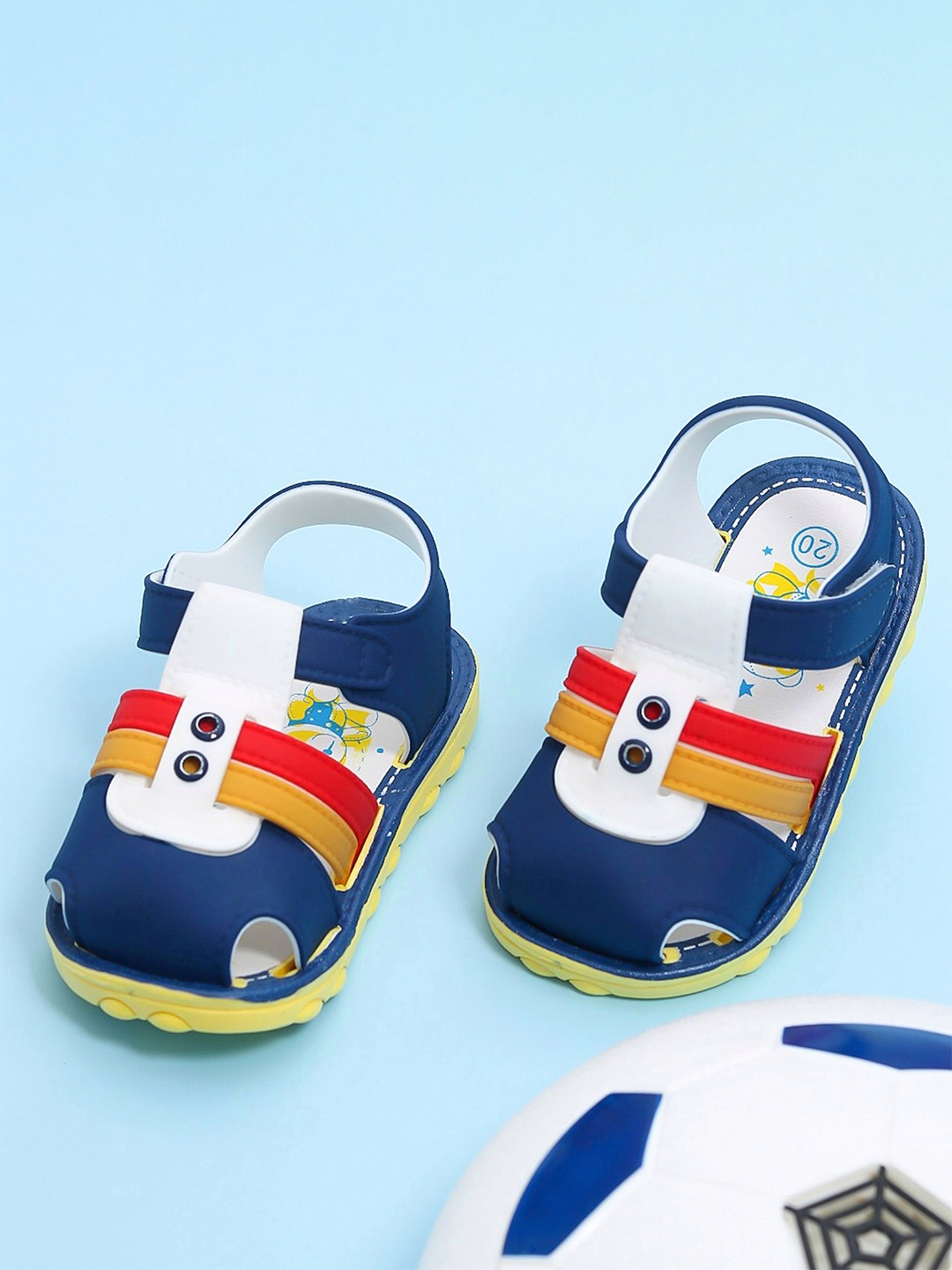 

Yellow Bee Boys Navy Blue & Red PU Comfort Sandals