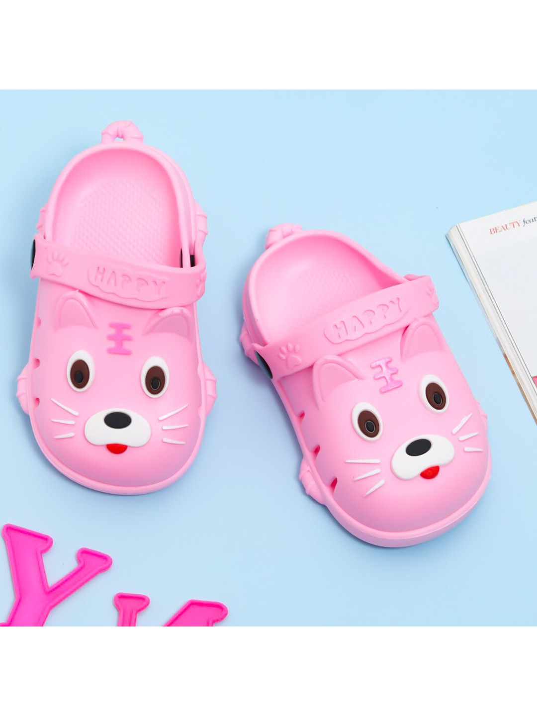 

Yellow Bee Girls Pink & White Clogs Sandals