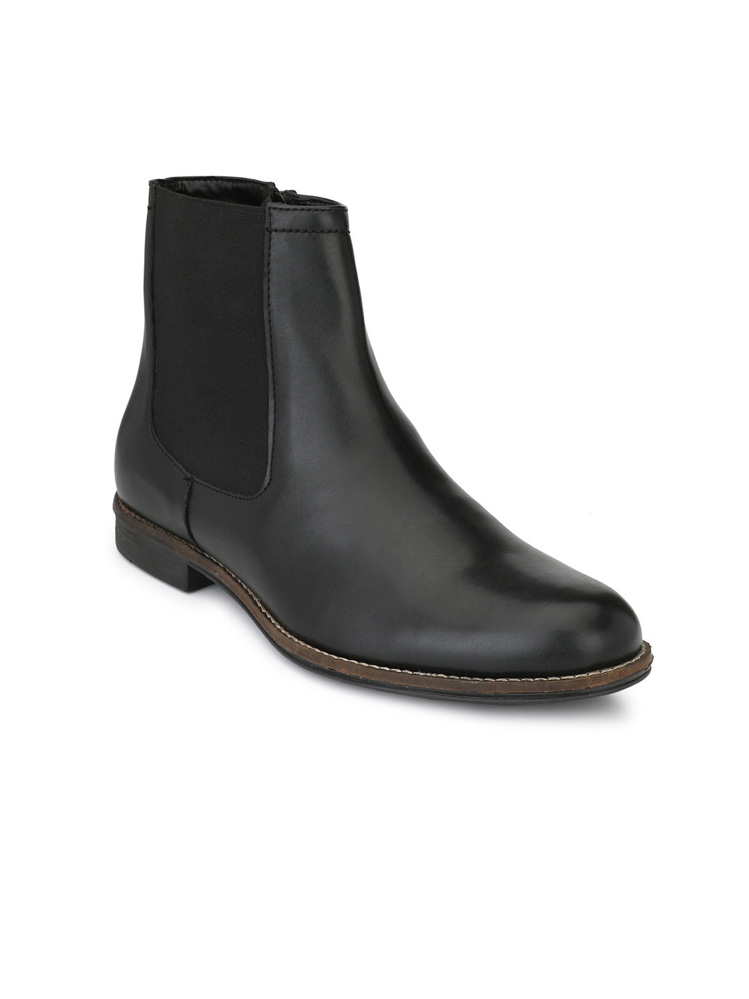 

Delize Men Black Solid High-Top Chelsea Boots