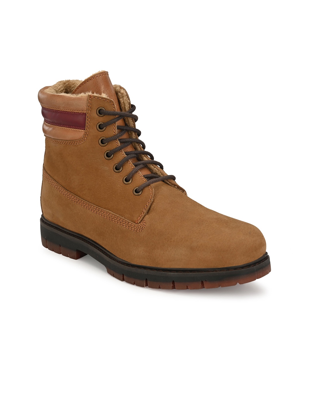 

Delize Men Tan Colored Solid Leather Boots