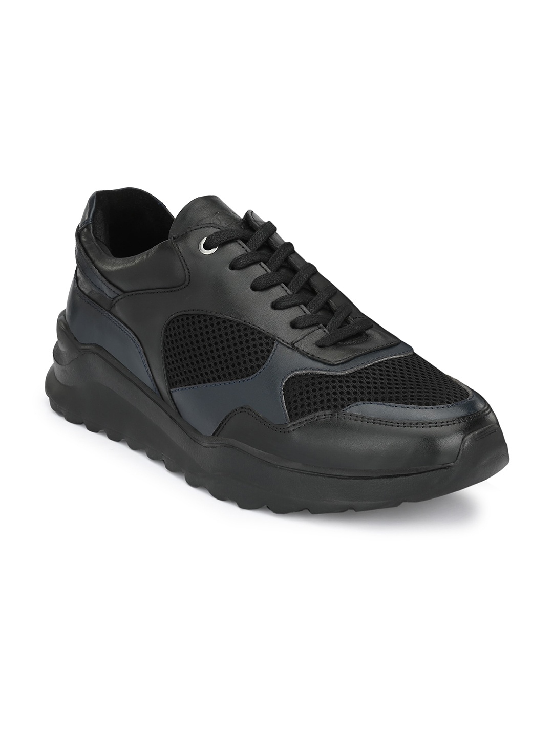 

Delize Men Black Leather Sneakers