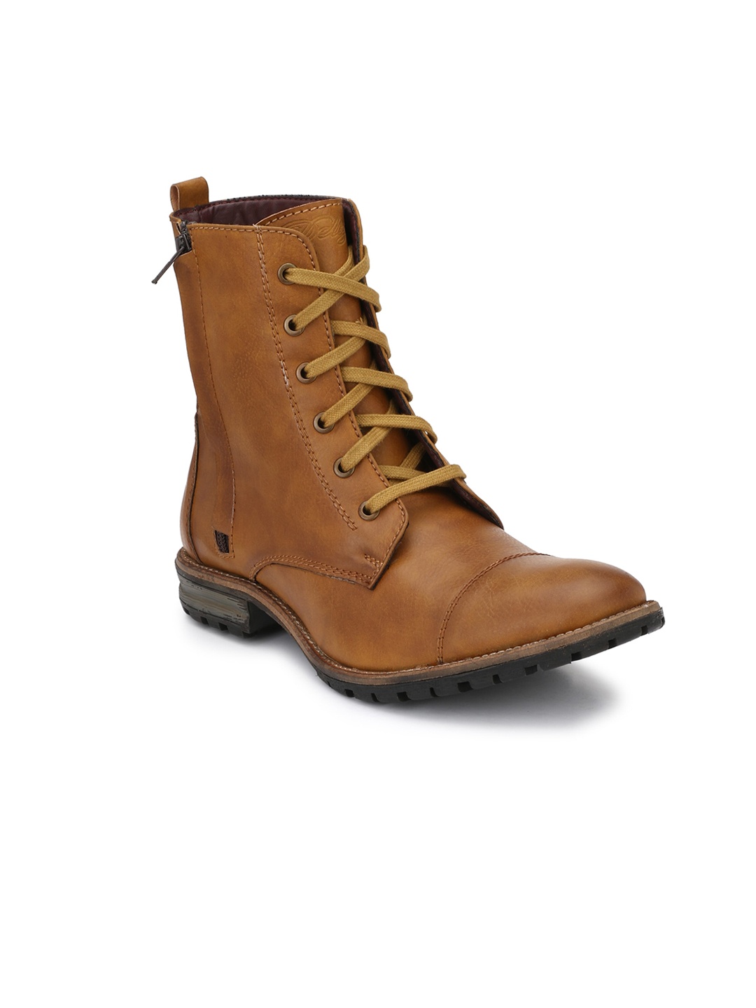 

Delize Men Tan Solid High-Top Flat Boots