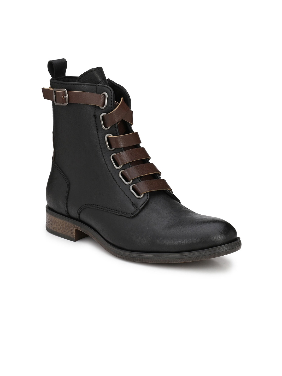 

Delize Men Black Solid Leather Flat Boots