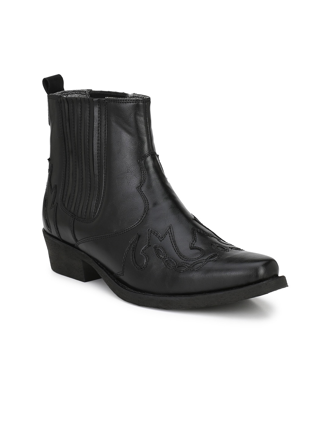 

Delize Men Black Solid Leather Cow Boy Boots