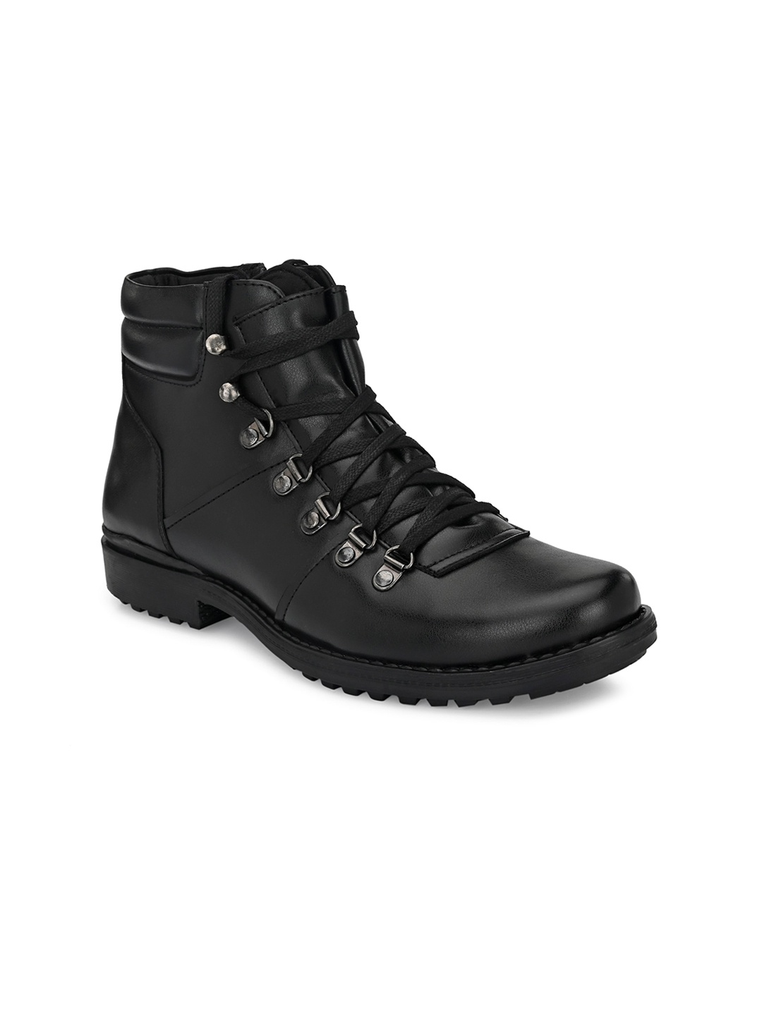 

Delize Men Black Solid Leather Ankle Boots