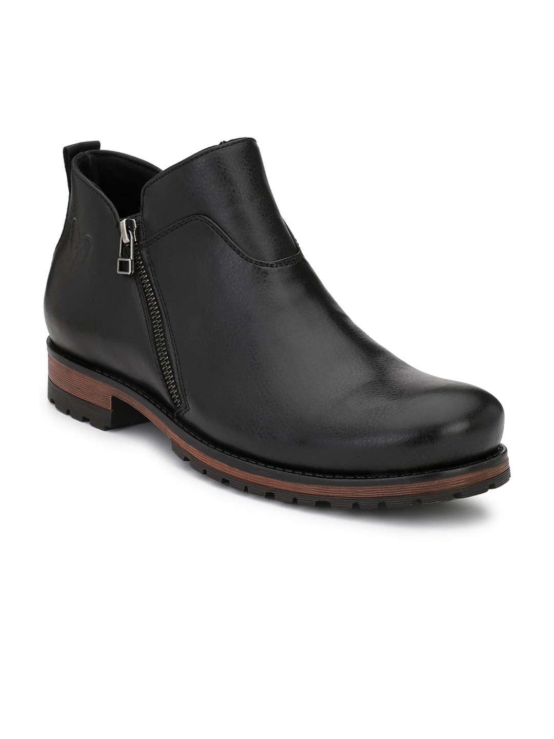 

Delize Men Black Solid Synthetic Leather Mid-Top Flat Boots