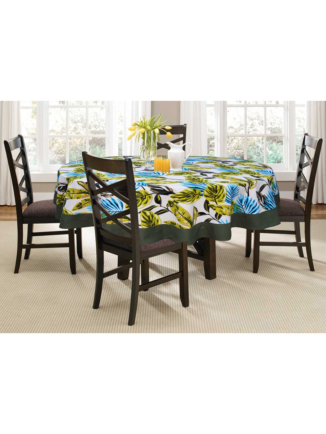 

Lushomes Green & Blue Printed Cotton Table Cloth