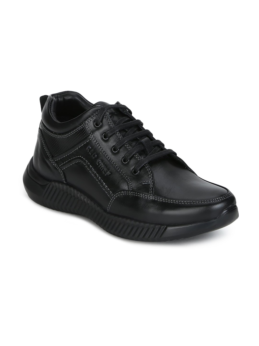

Red Chief Men Black Leather Sneakers