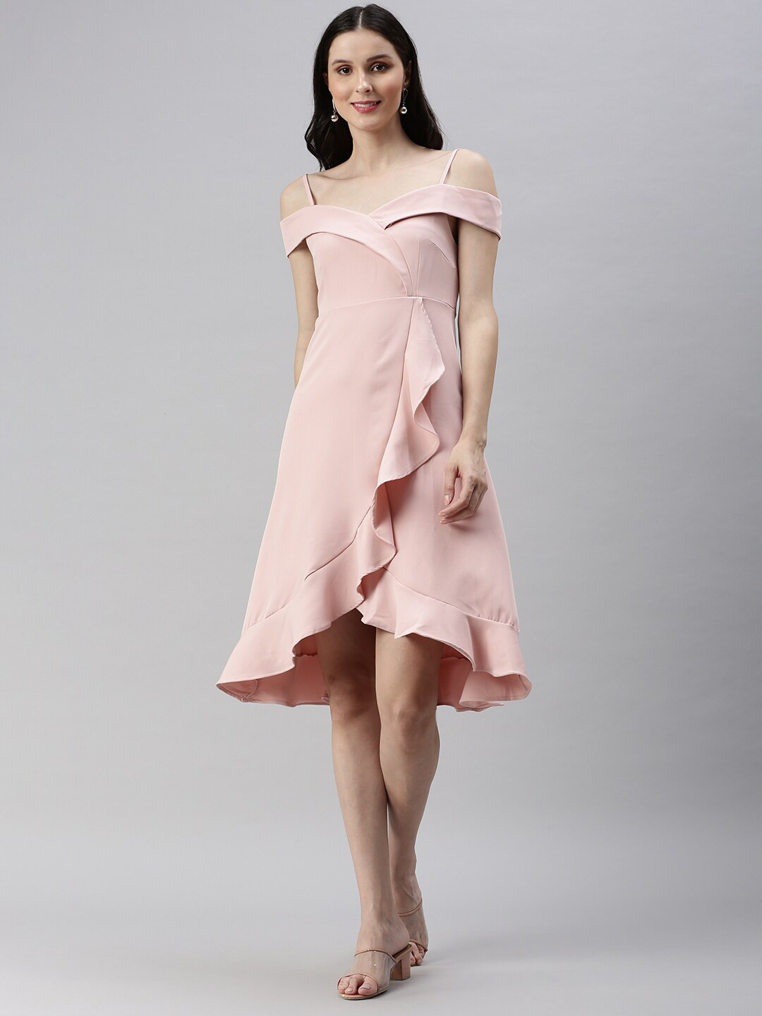 

SHOWOFF Women Pink Off-Shoulder A-Line Dress
