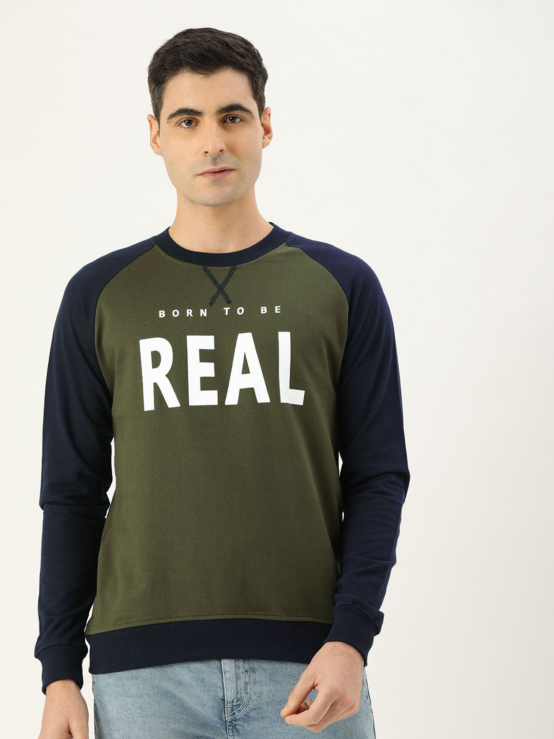 

VEIRDO Men Olive Green Printed Sweatshirt