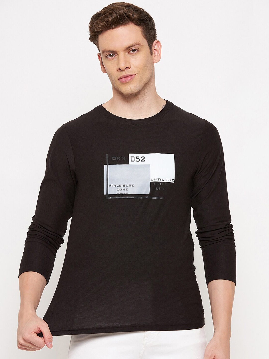 

Okane Men Black Printed T-shirt