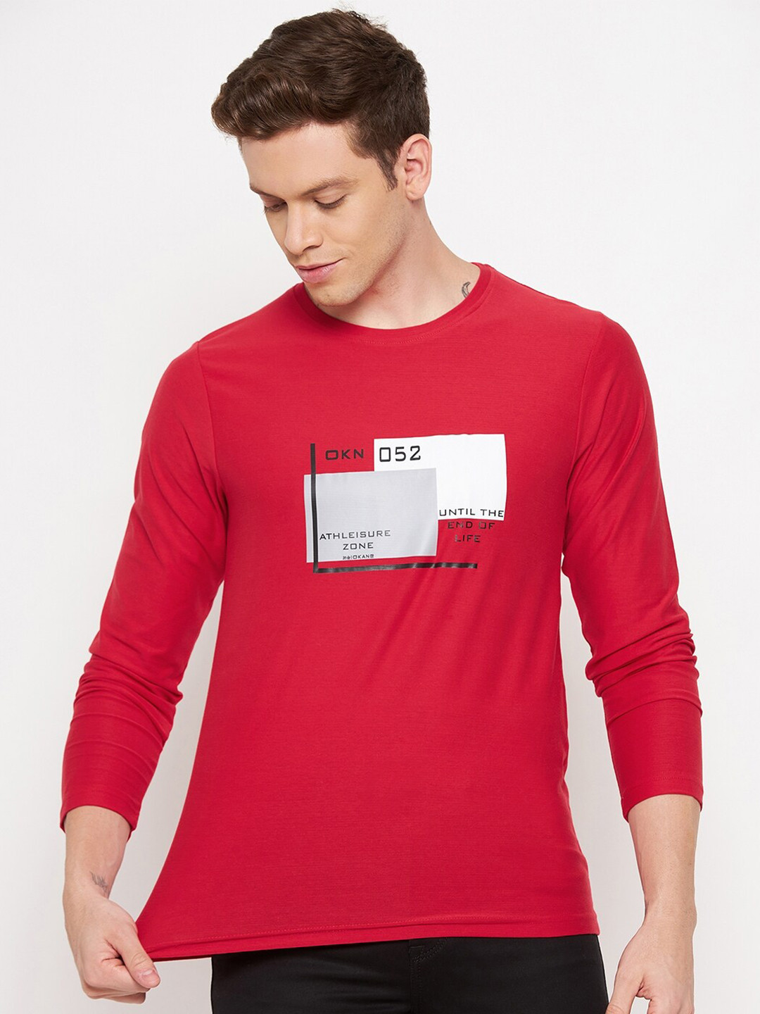 

Okane Men Red Printed T-shirt