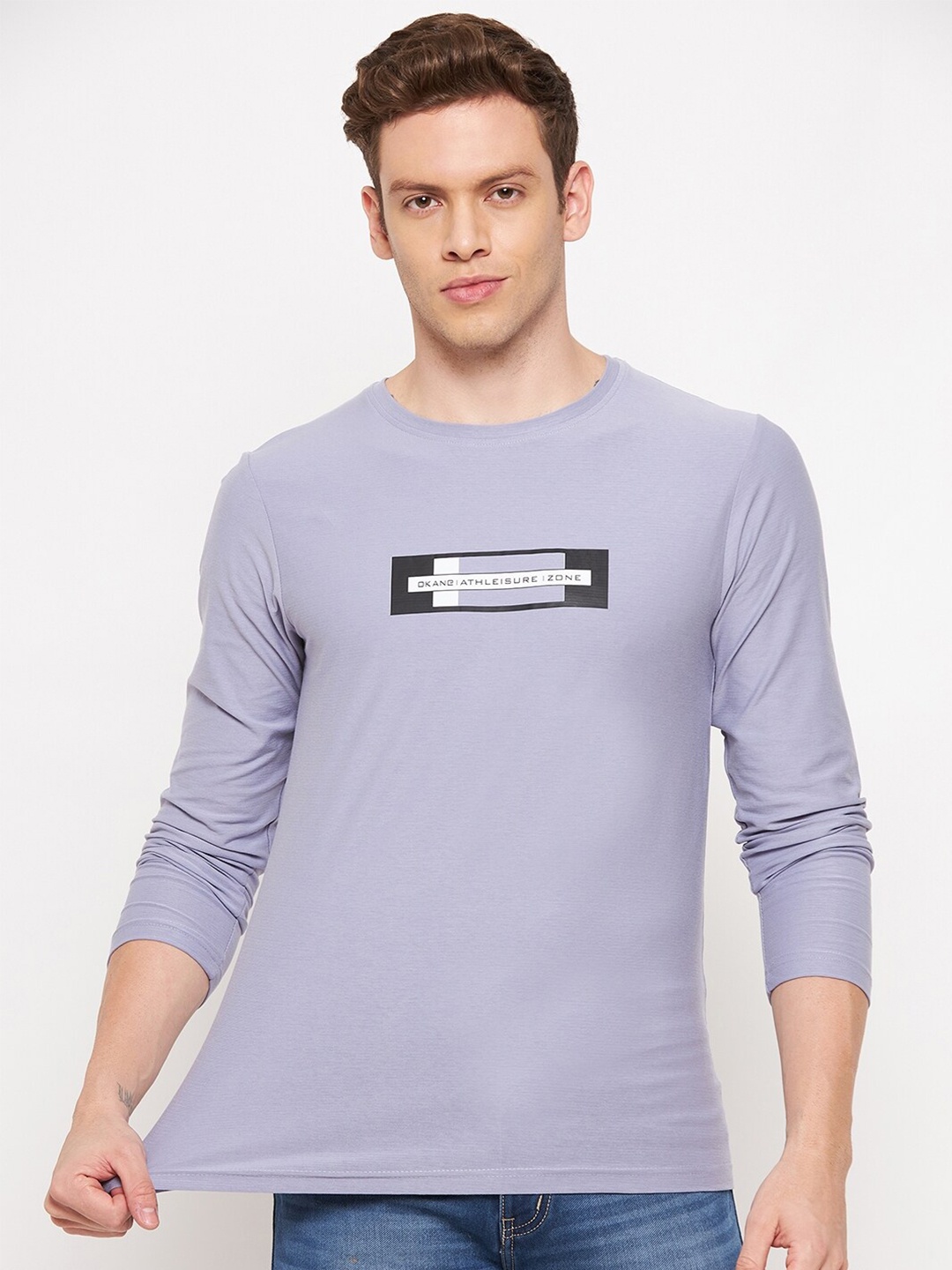 

Okane Men Mauve Printed T-shirt