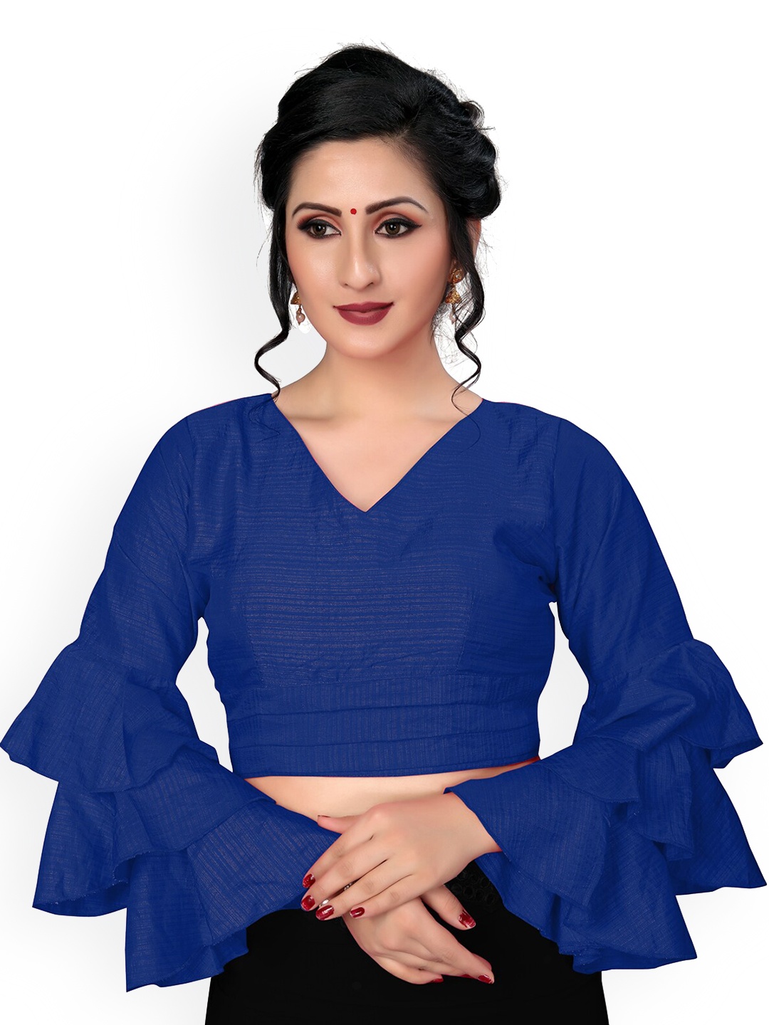 

Fab Dadu Navy Blue Solid Saree Blouse