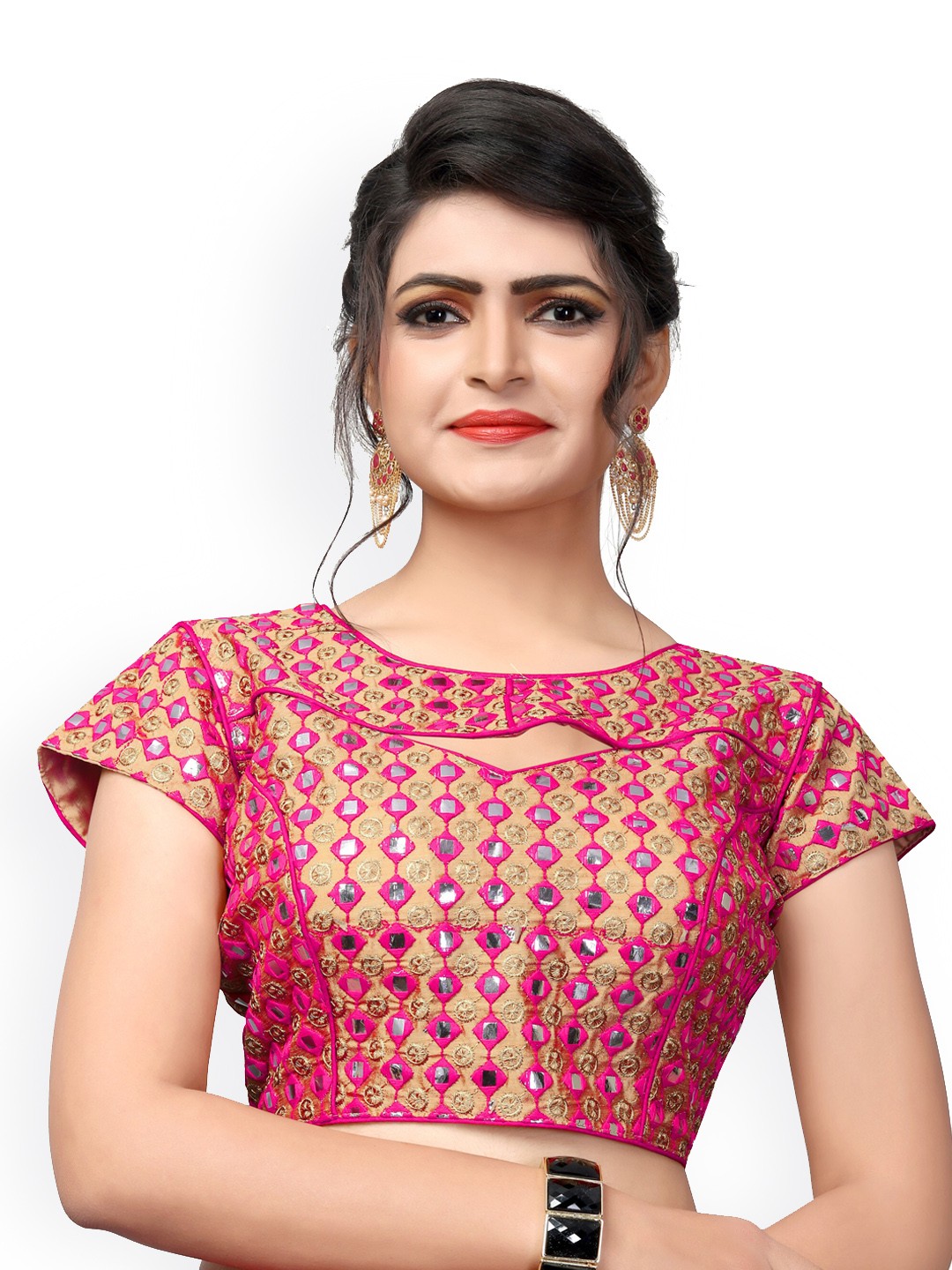 

Fab Dadu Women Pink Embroidery Saree Blouse