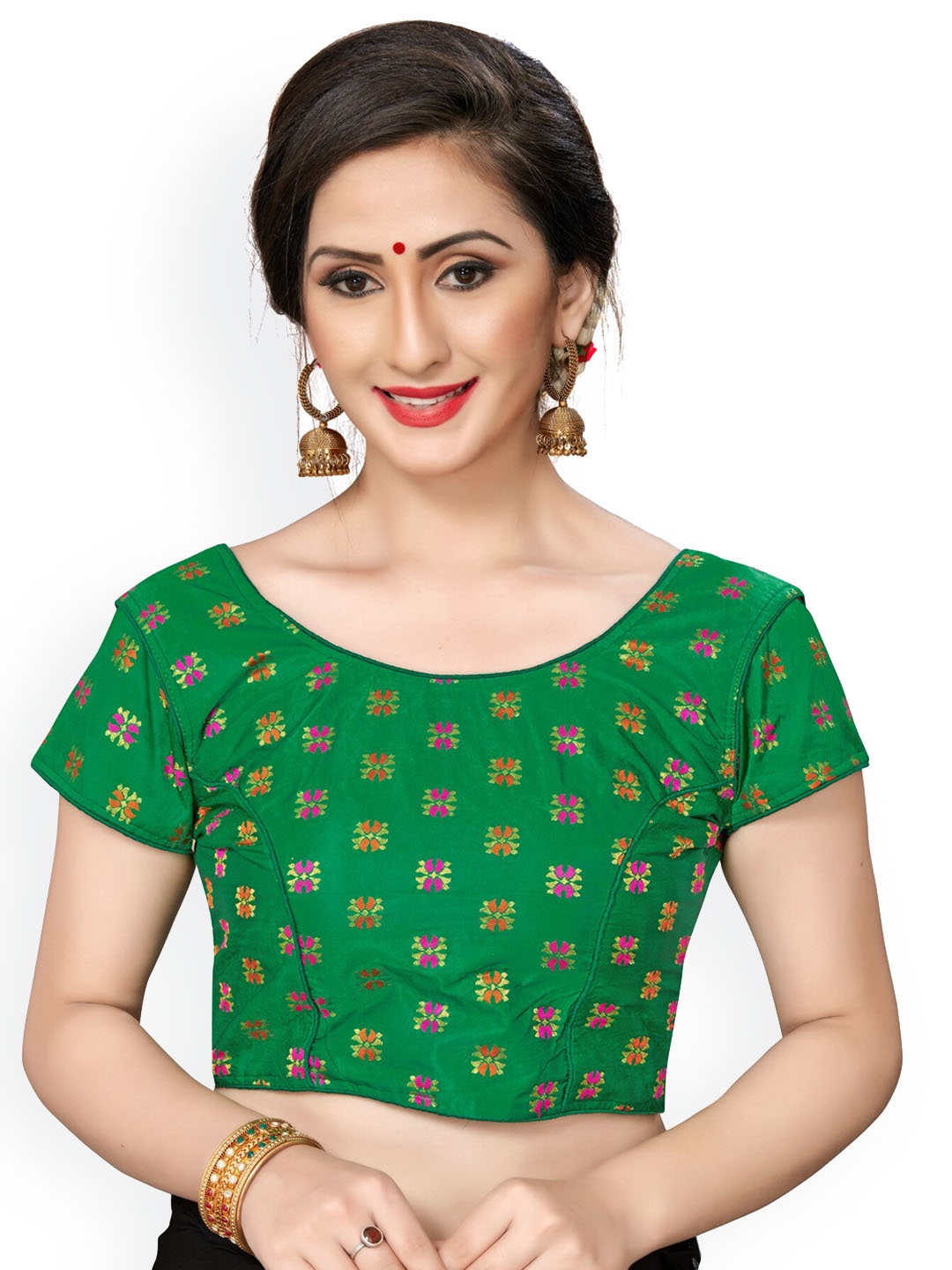 

Fab Dadu Green Printed Saree Blouse