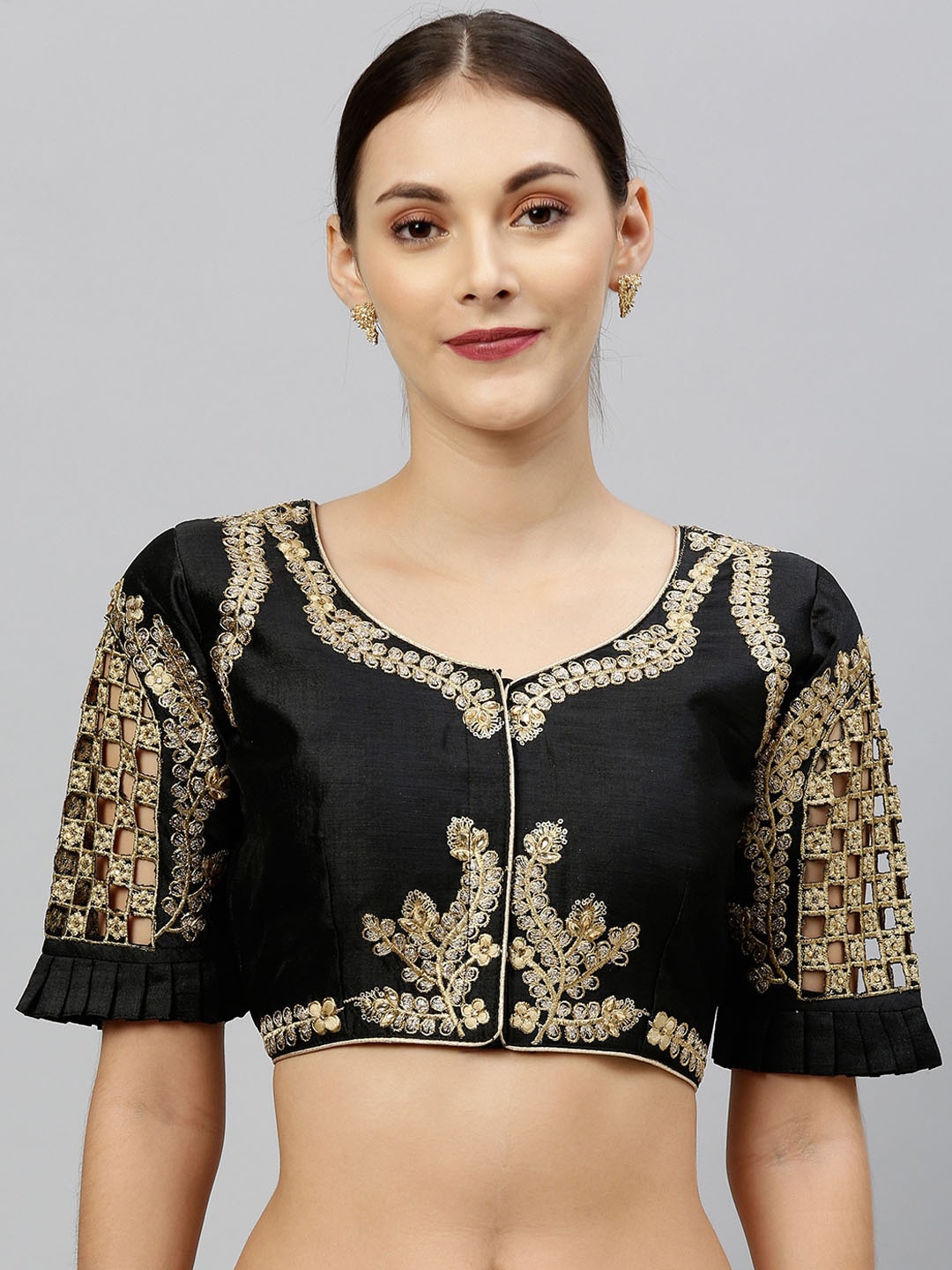 

Fab Dadu Women Black Embroidered Saree Blouse