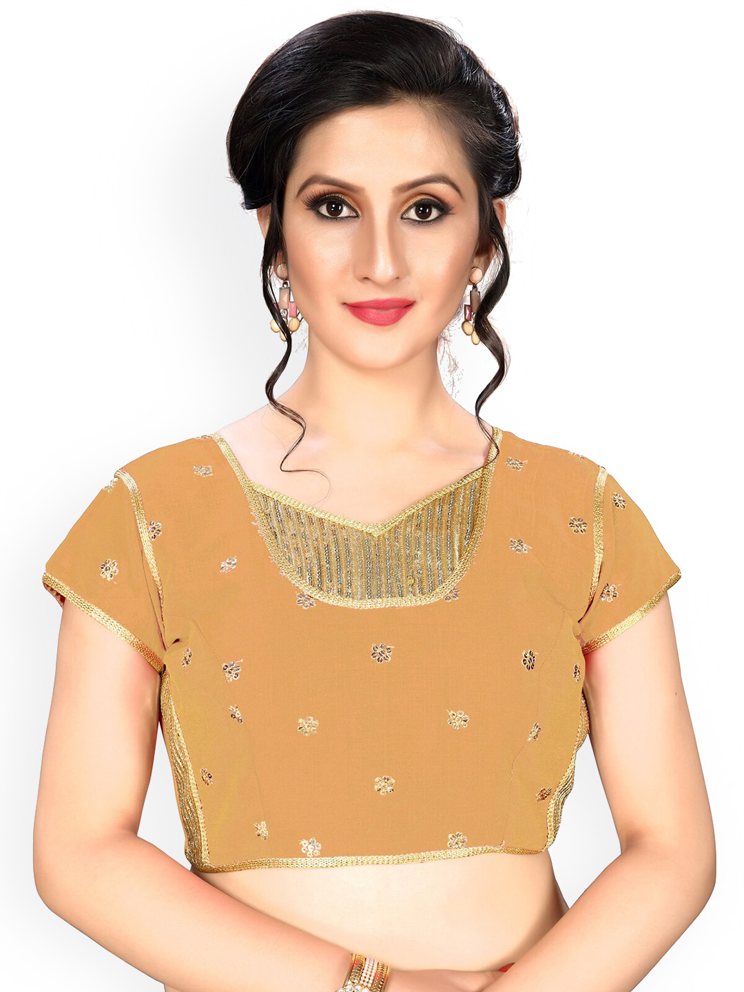 

Fab Dadu Beige Embroidered Silk Saree Blouse