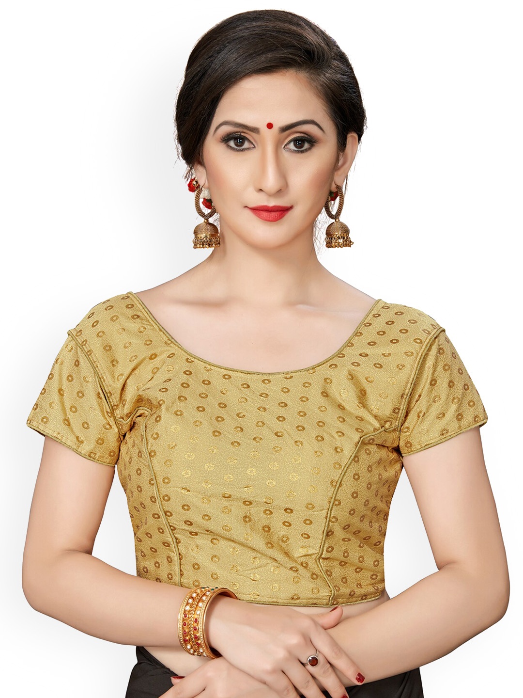 

Fab Dadu Beige Printed Saree Blouse