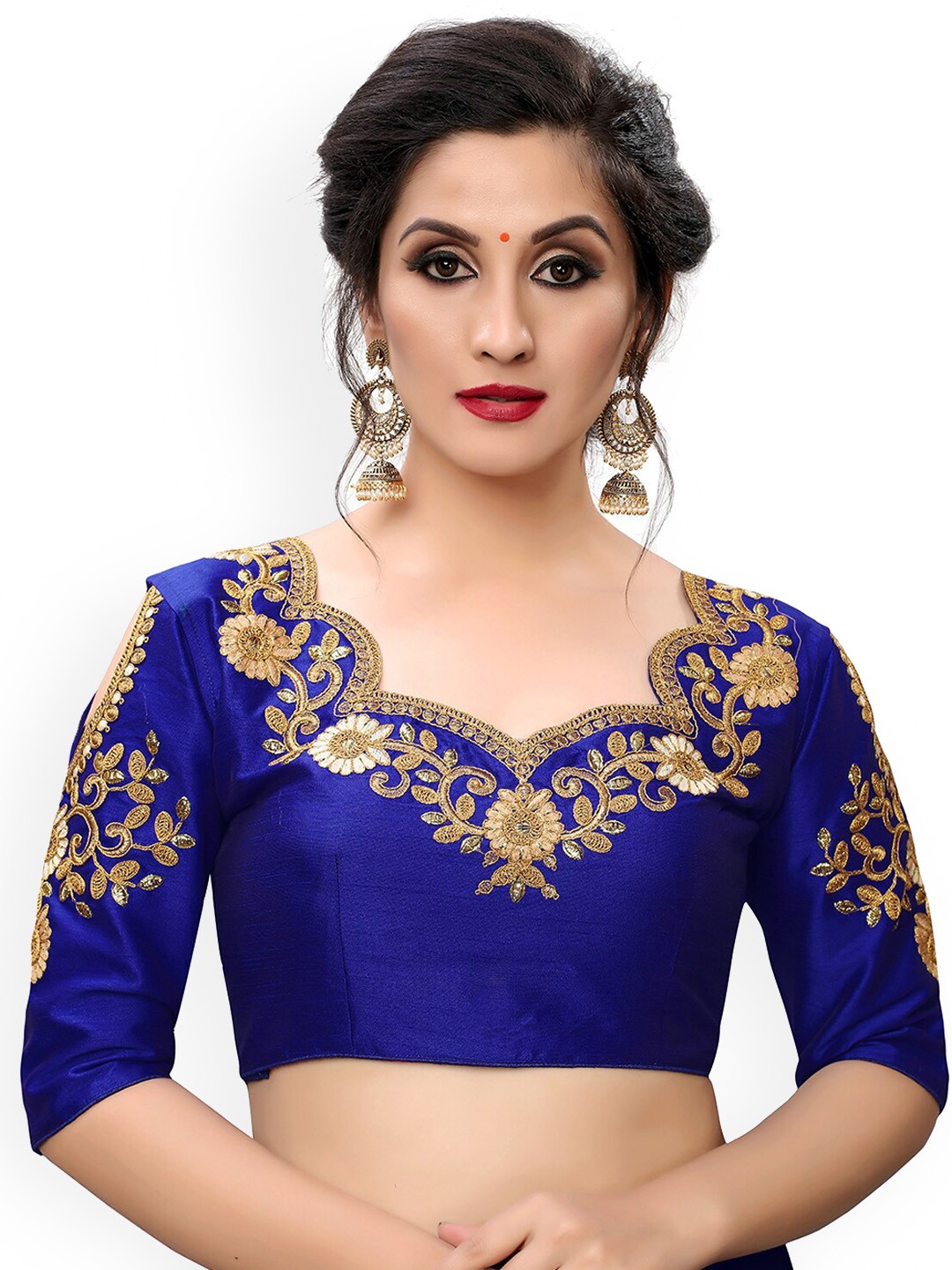 

Fab Dadu Blue Embroidered Saree Blouse