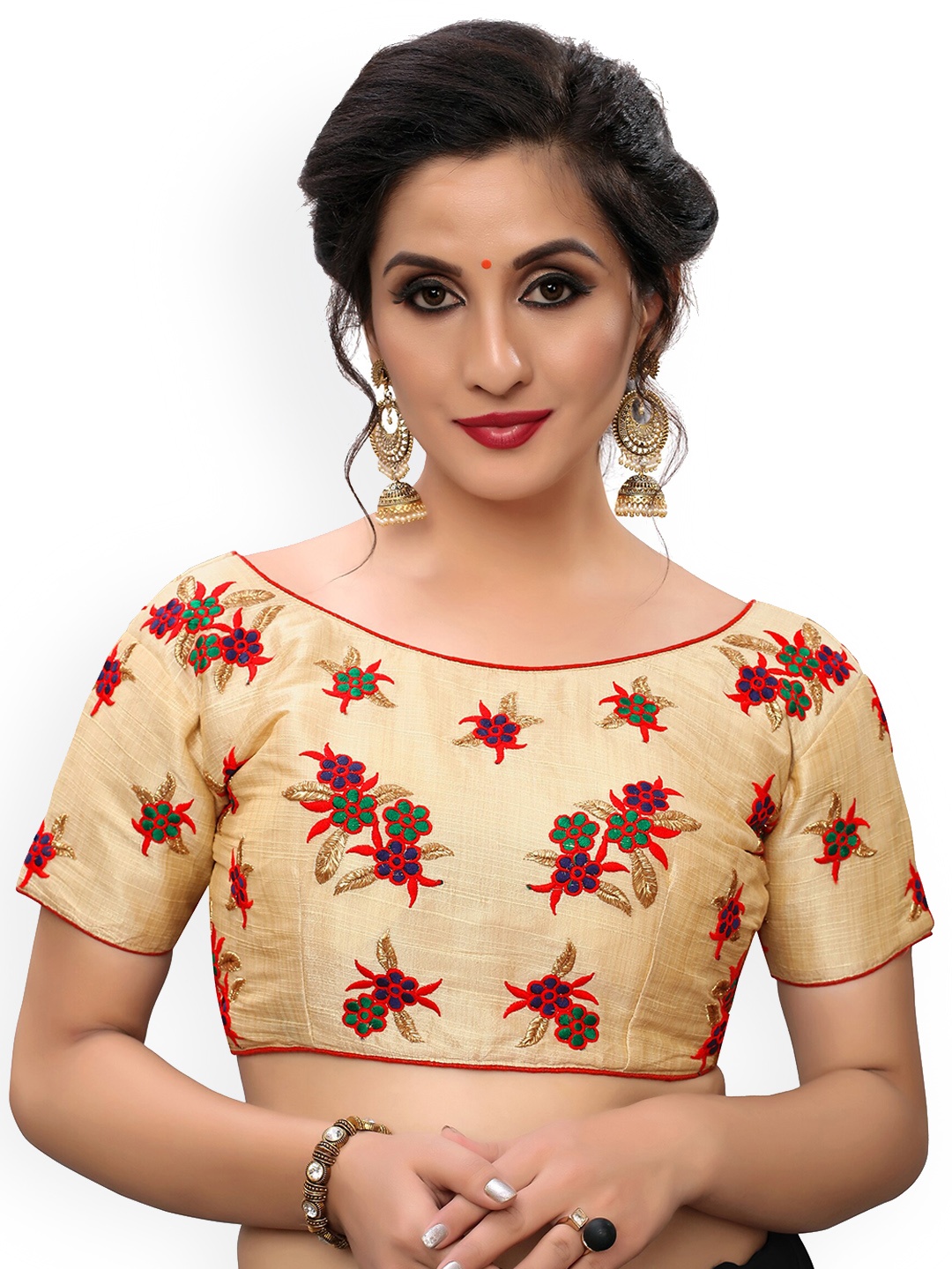 

Fab Dadu Women Beige Embroidered Saree Blouse