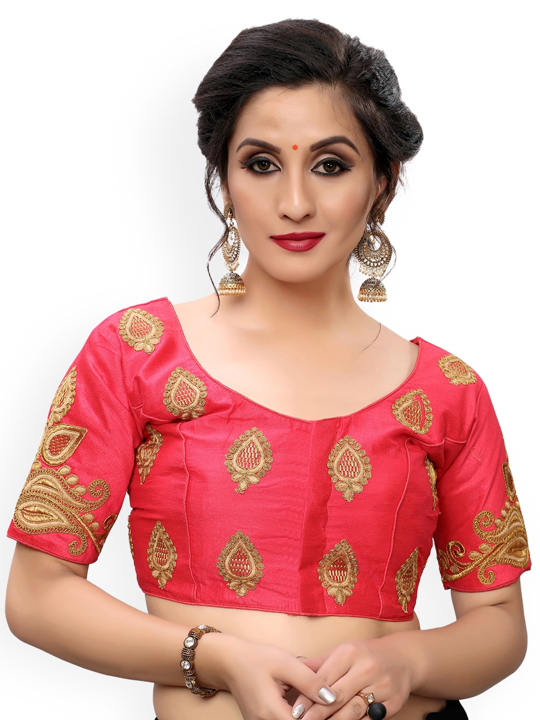 

Fab Dadu Pink Embroidered Saree Blouse