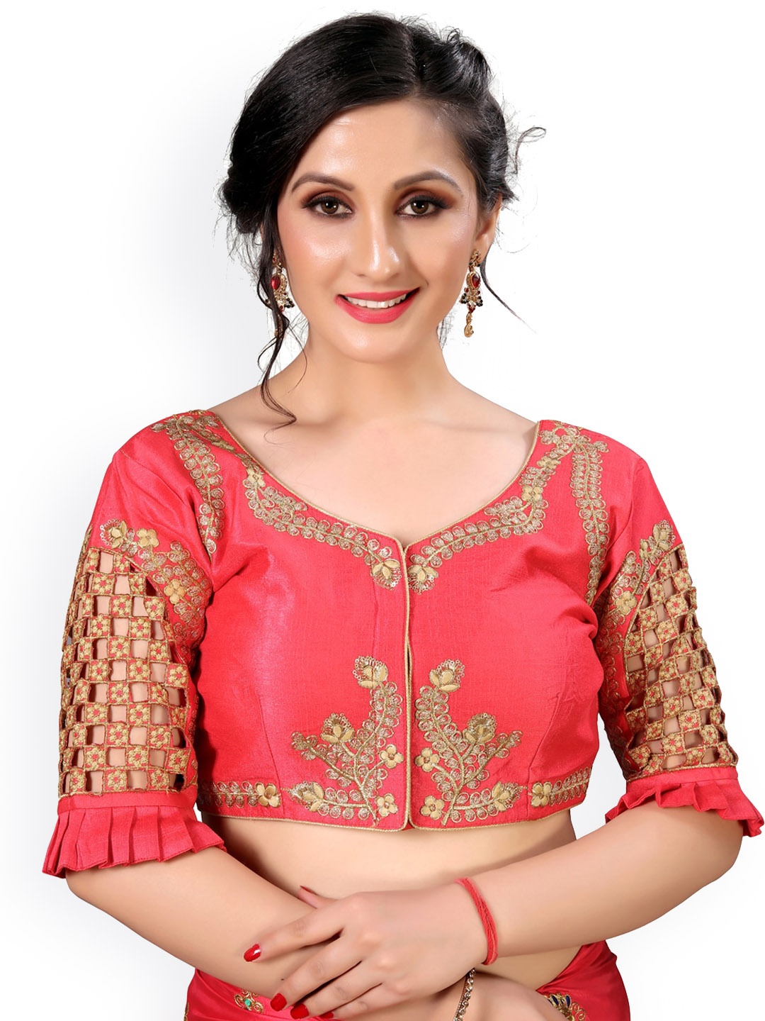 

Fab Dadu Pink Embroidered Saree Blouse