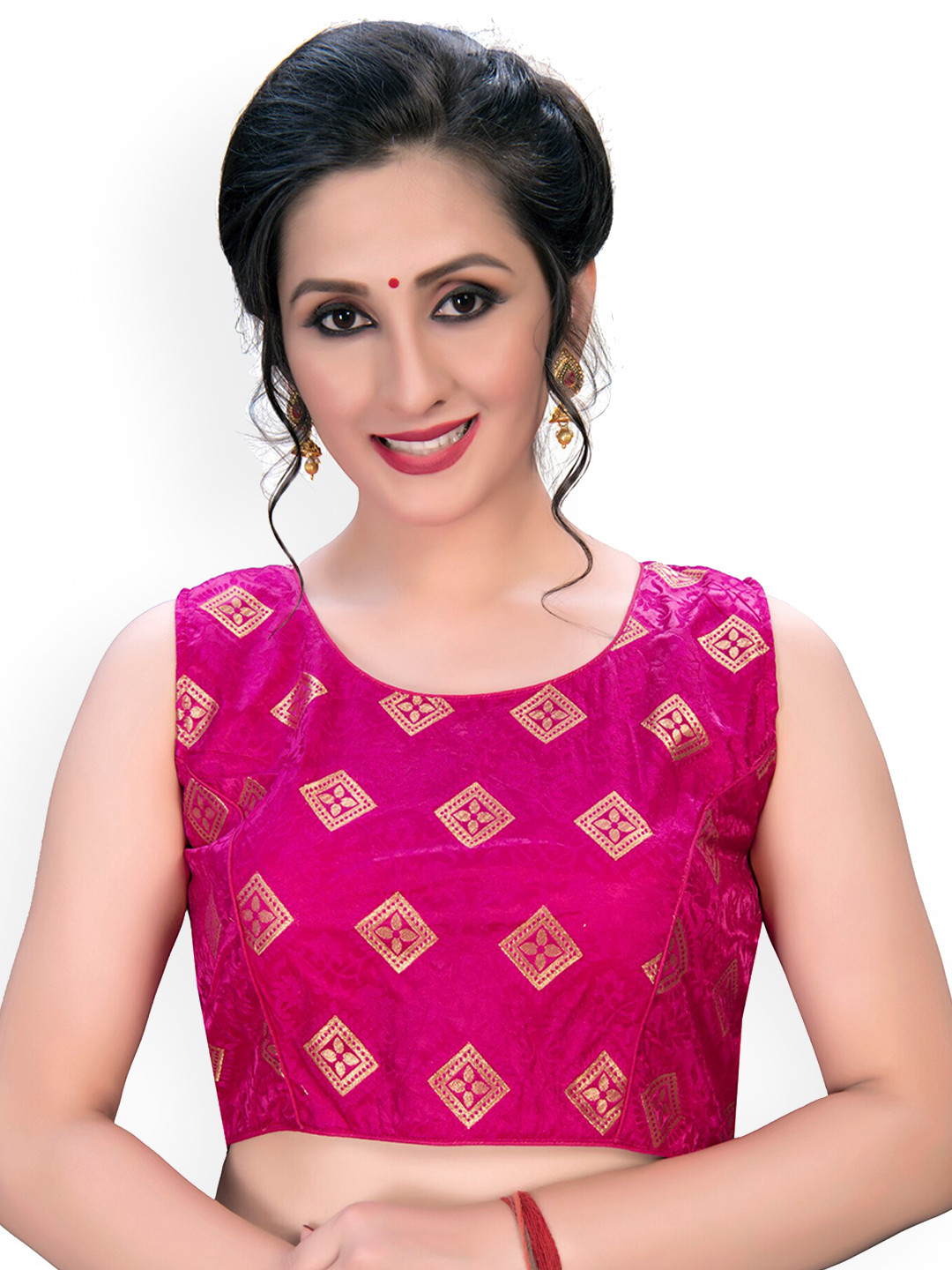 

Fab Dadu Pink Printed Saree Blouse