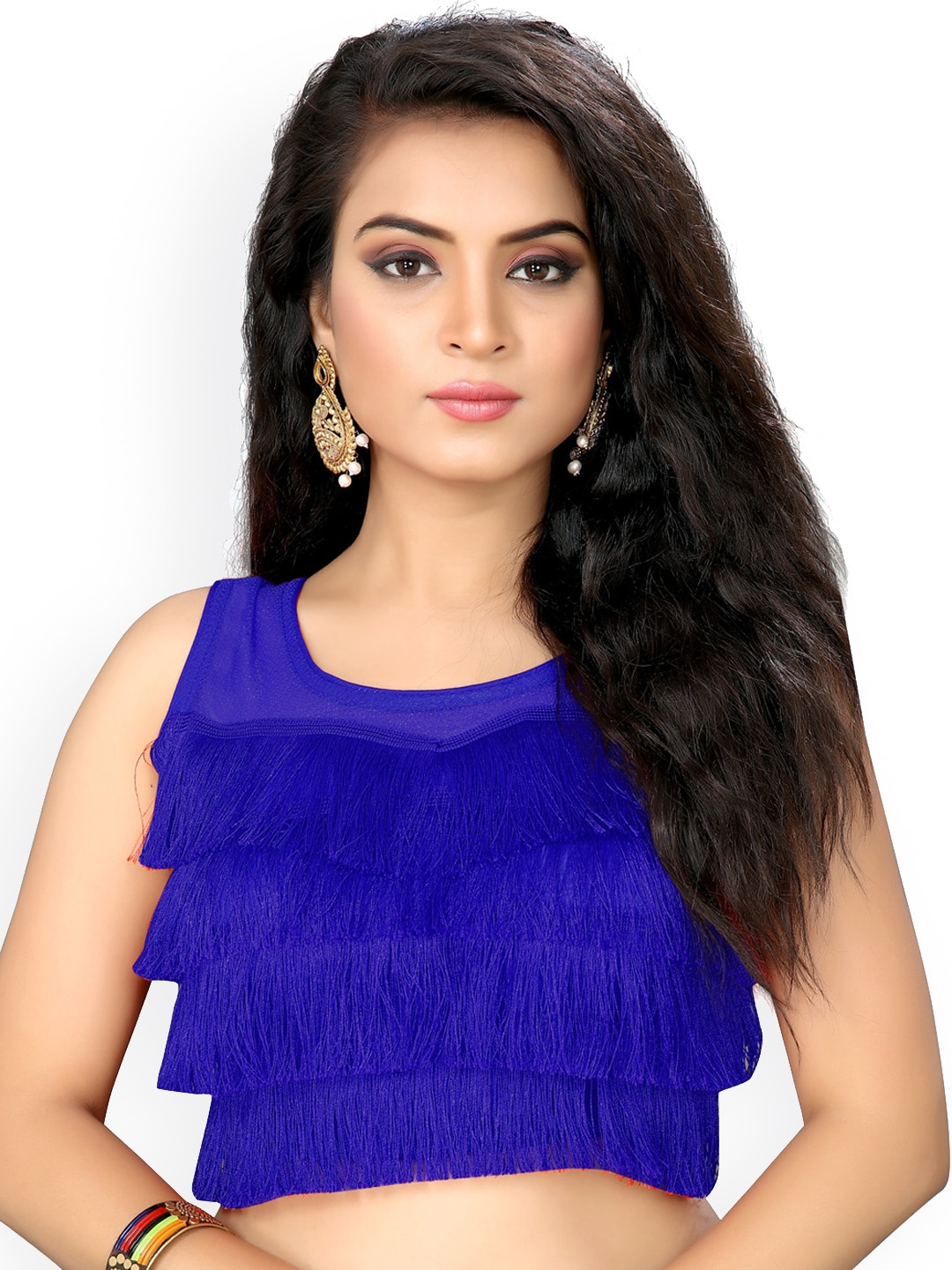

Fab Dadu Women Blue Embellished Round Neck Saree Blouse