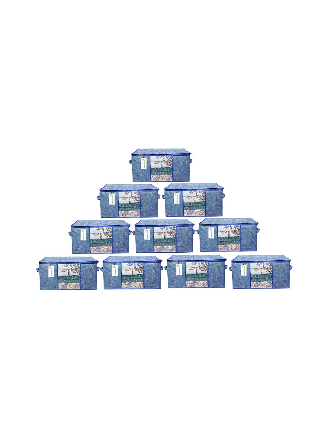 

Home Fresh Set Of 10 Blue Printed Multi-Utility Organisers
