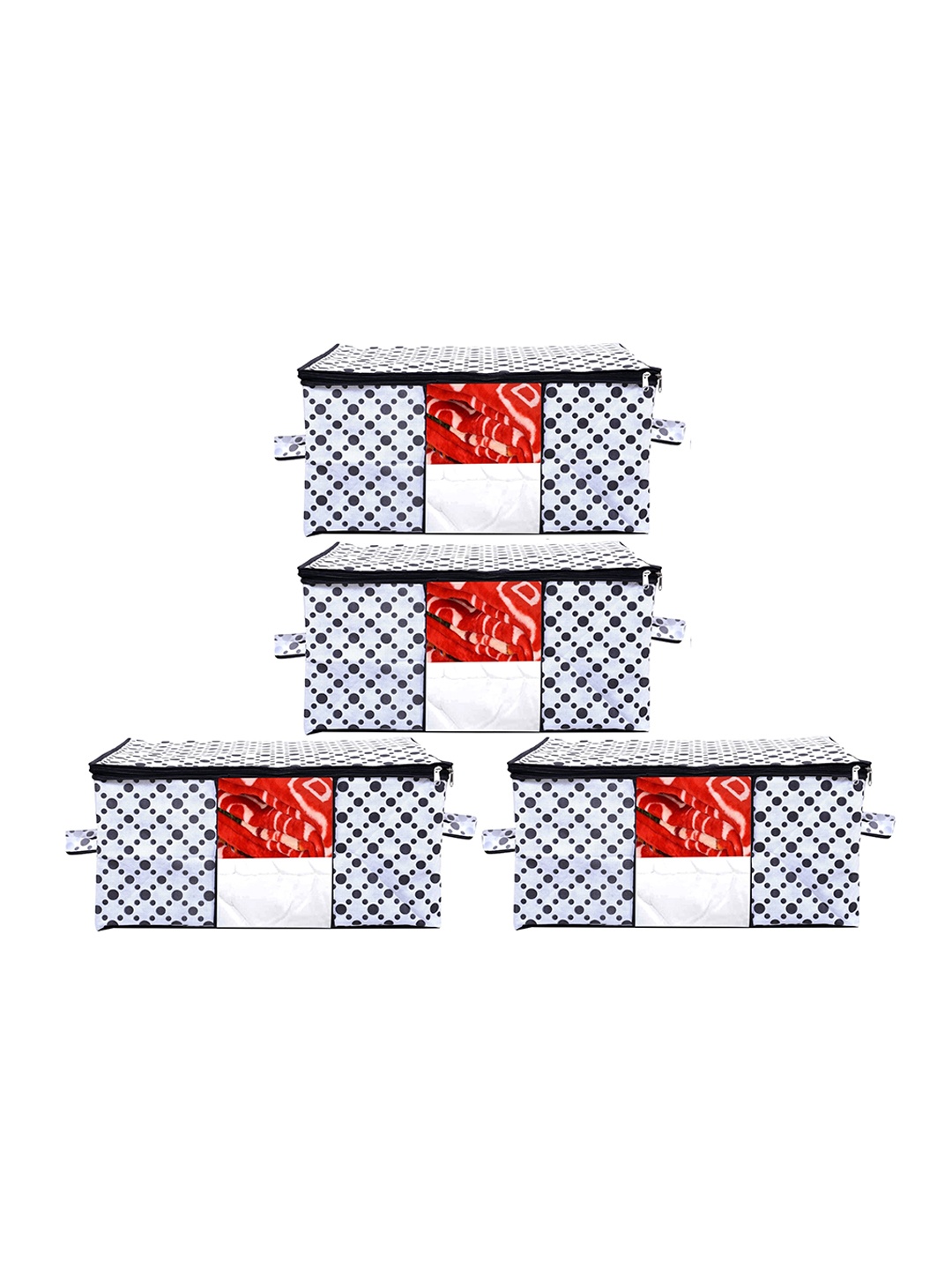 

Home Fresh Set Of 4 White Printed Fabric Organisers