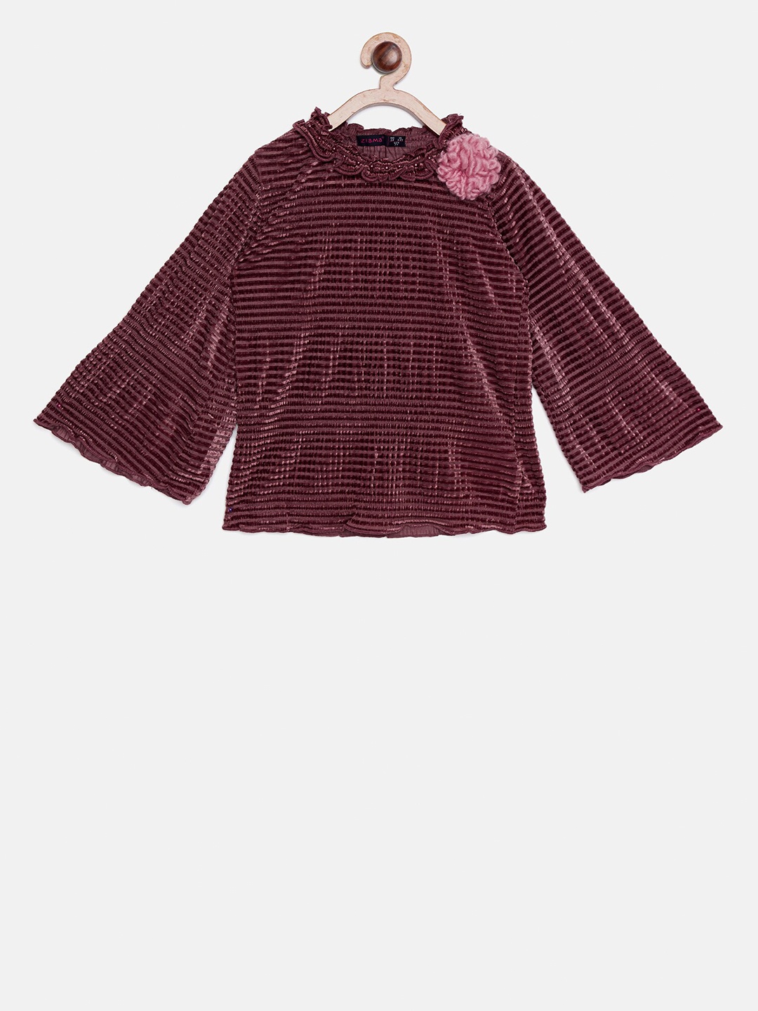 

Ziama Girls Burgundy Striped Top