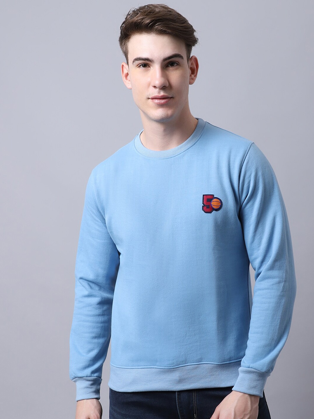 

Obaan Men Blue Solid Full Sleeves Pullover Sweatshirt