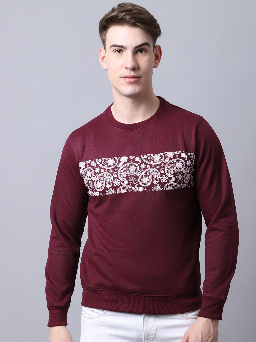 

Obaan Men Maroon Printed Sweatshirt