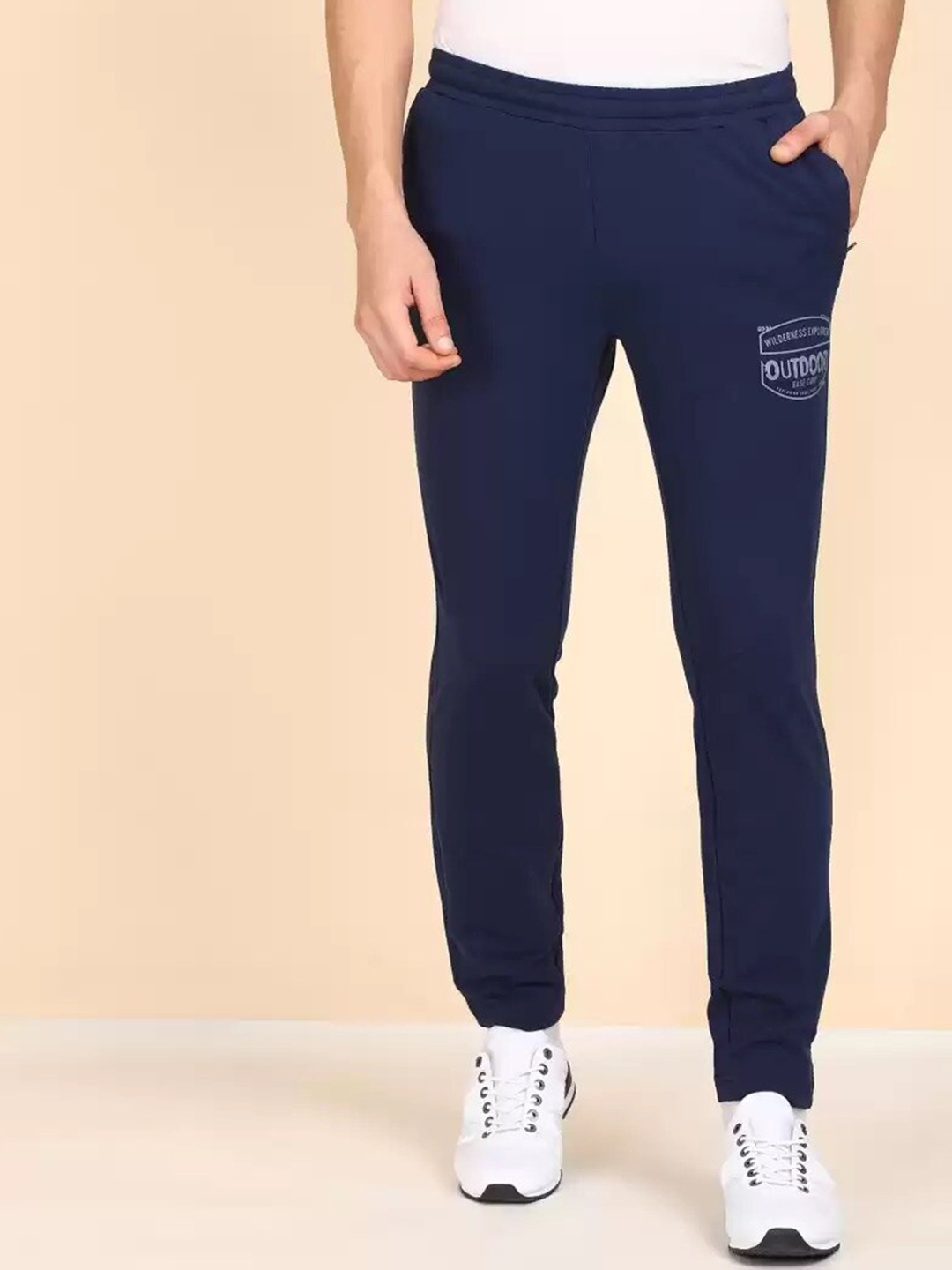 

Wildcraft Men Navy Blue Solid Pure Cotton Track Pants