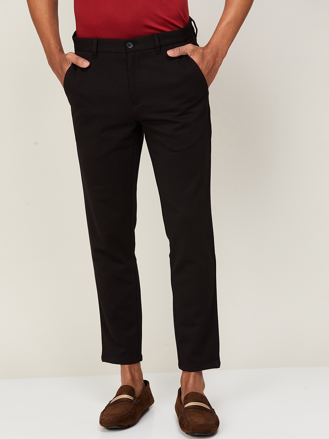 

CODE by Lifestyle Men Black Slim Fit Chinos Trousers