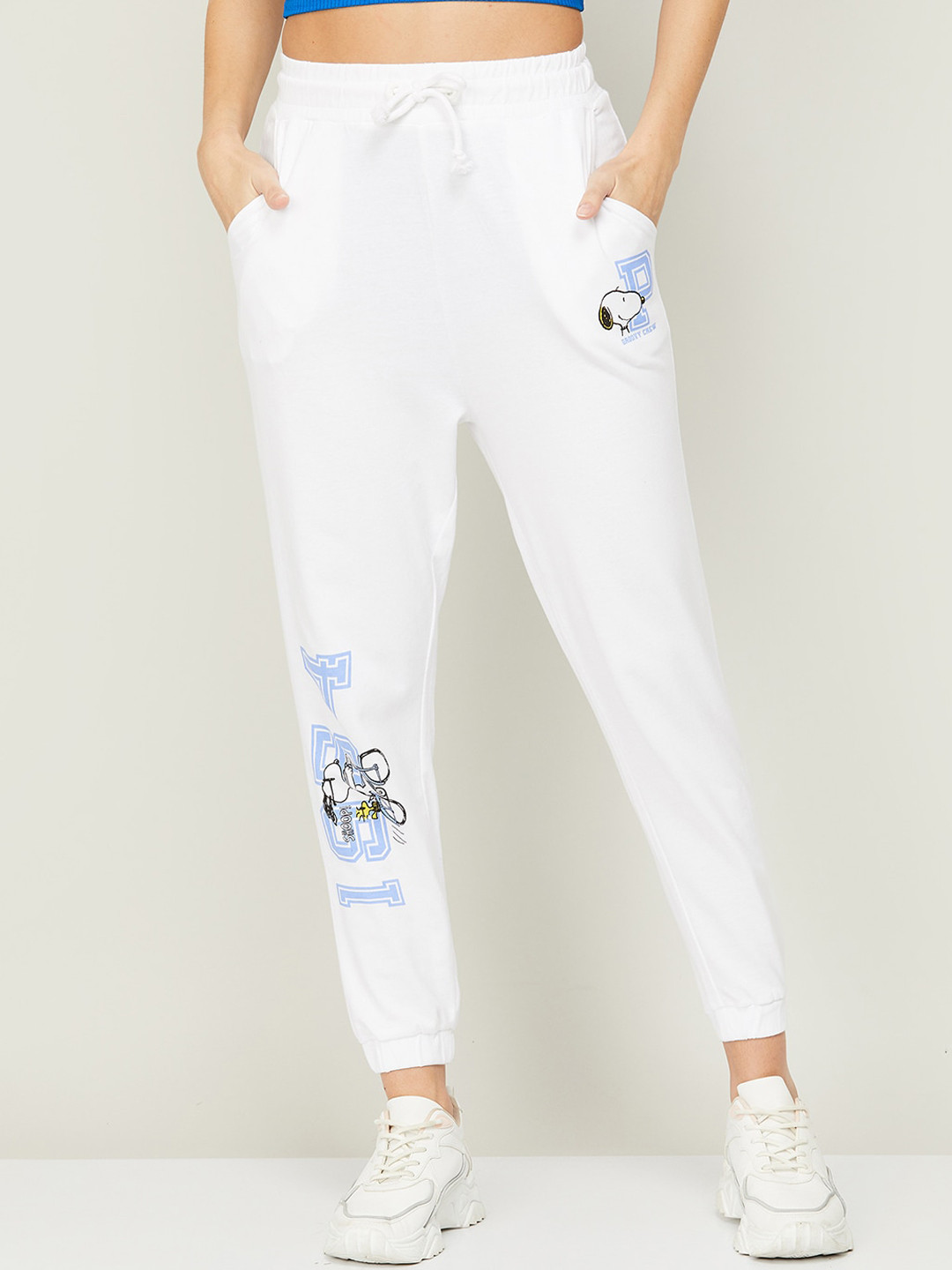 

Ginger by Lifestyle Women White Printed Joggers Trousers
