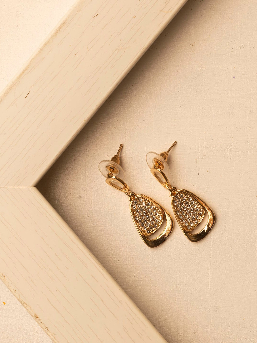 

Jewelz Gold-Toned Contemporary Drop Earrings