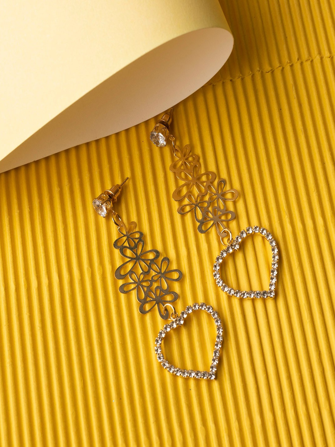 

Jewelz Gold-Toned Heart Shaped Drop Earrings