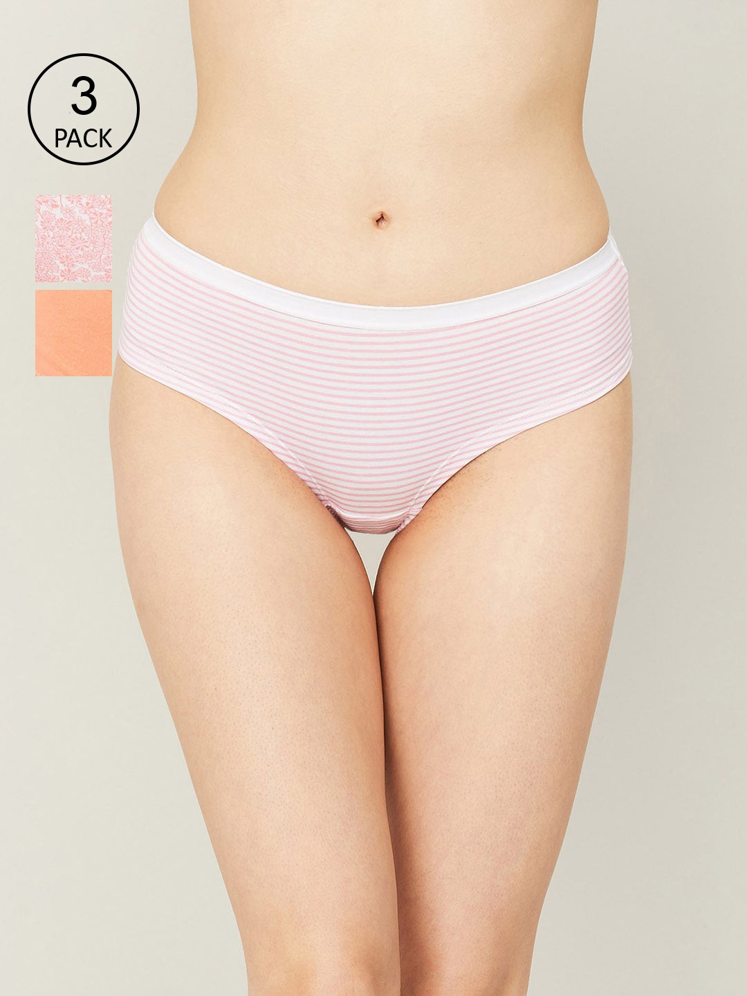 

Ginger by Lifestyle Women Peach Pack of 3 Cotton Hipster Briefs