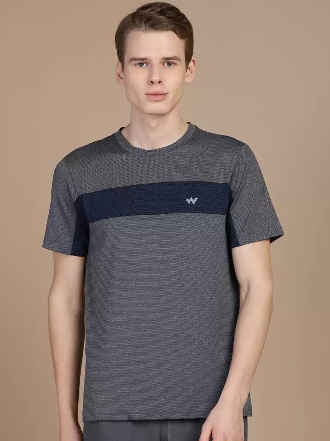 

Wildcraft Men Grey Extended Sleeves Applique T-shirt