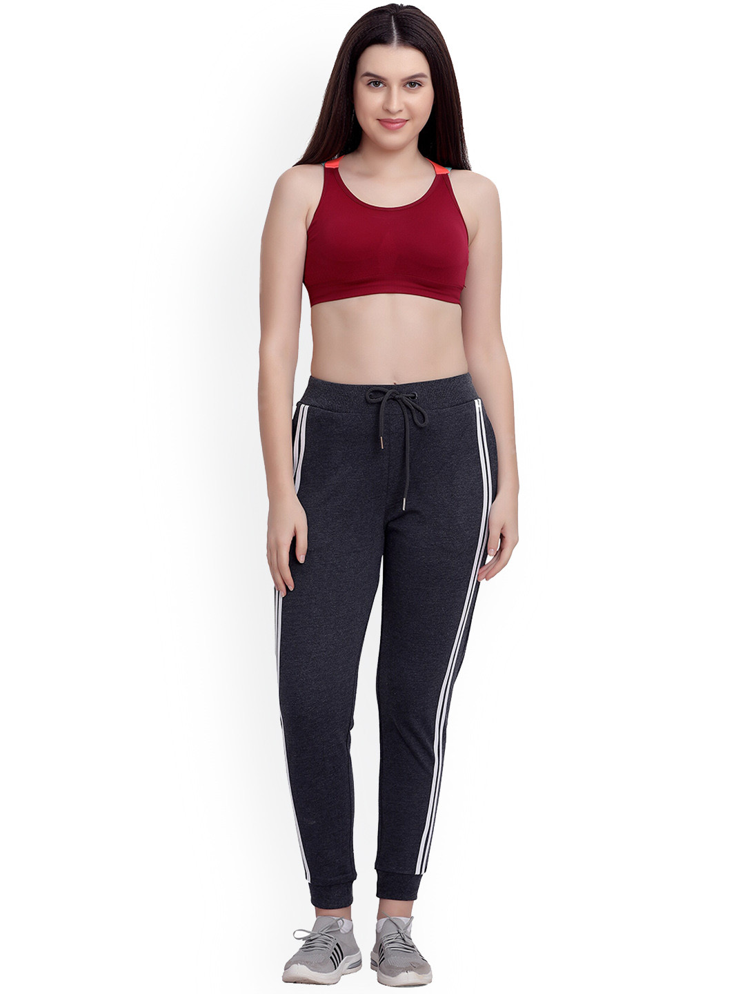 

MAYSIXTY Women Grey Melange Solid Regular Fit Cotton Joggers