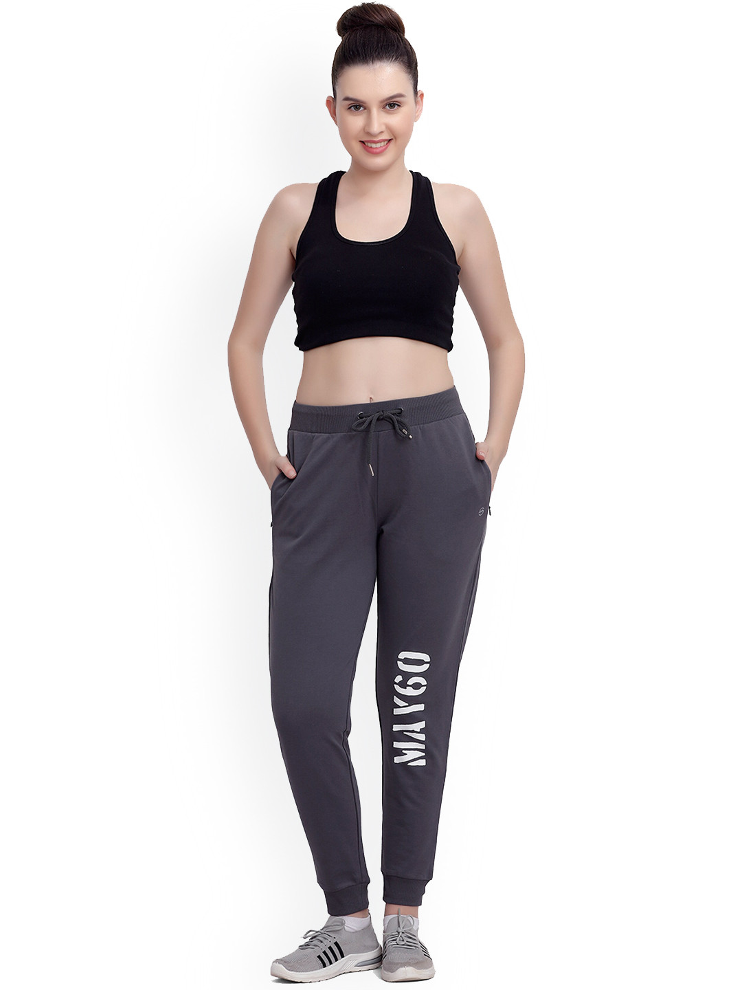 

MAYSIXTY Women Grey Solid Track Pants