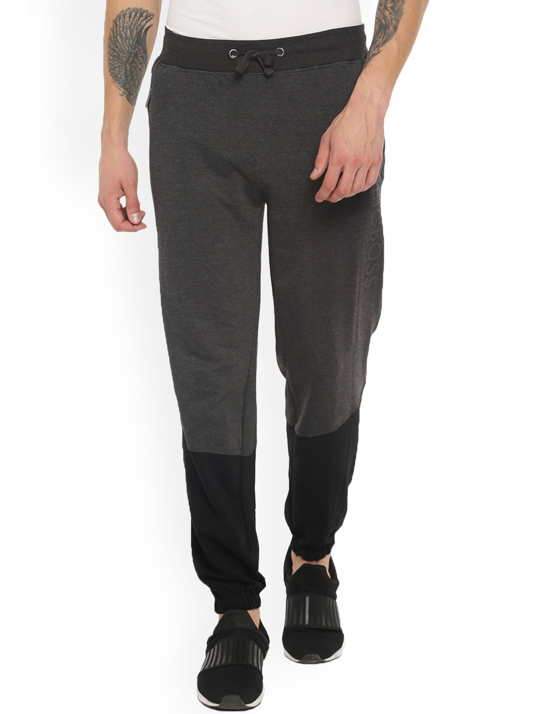 

Dollar Men Black & Grey Colourblocked Athleisure Track Pants